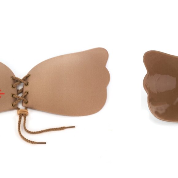 CLEAVAGE PAL LACE - UP BRA - BEIGE CUP SIZE "B" SEXY LACE-UP ENHANCEMENT - Picture 3 of 9